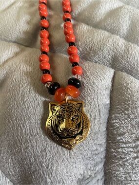 Handmade Cincinnati bengals theme beaded necklace